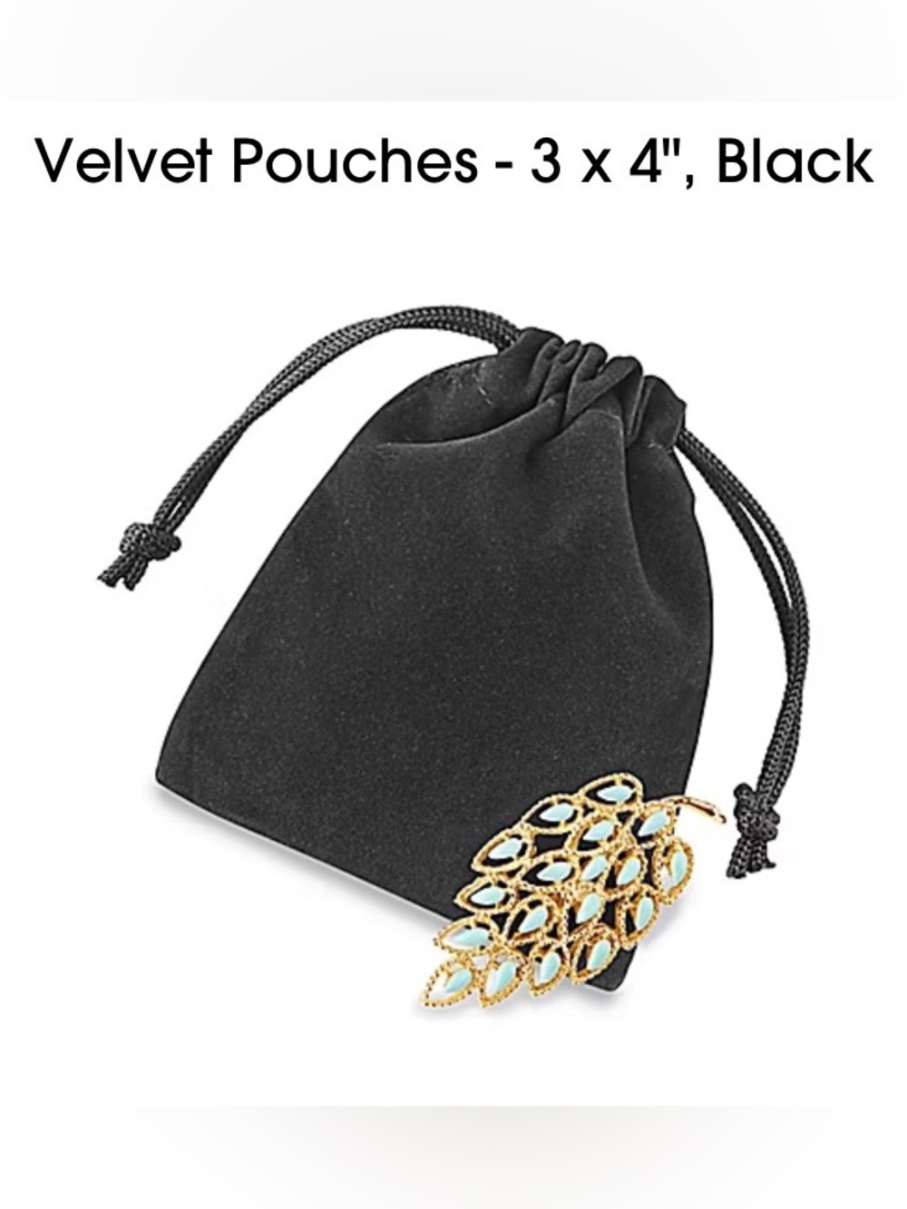 100 Pack Black Velvet Drawstring Pouches - 3 x 4" Gifts, Jewelry, Coins